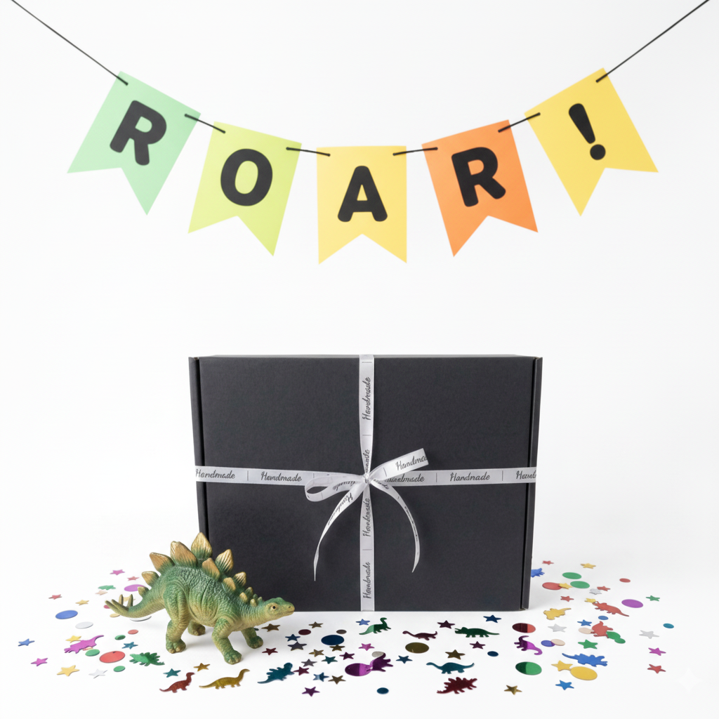 Dinosaur gift box for children, handmade and gift wrapped, UK