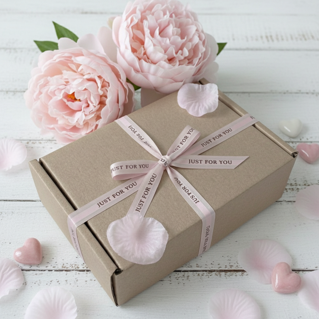 Luxury pamper gift box tied with Just For You satin ribbon, perfect as a spa gift for her, handmade in the UK by The Craft Party Company