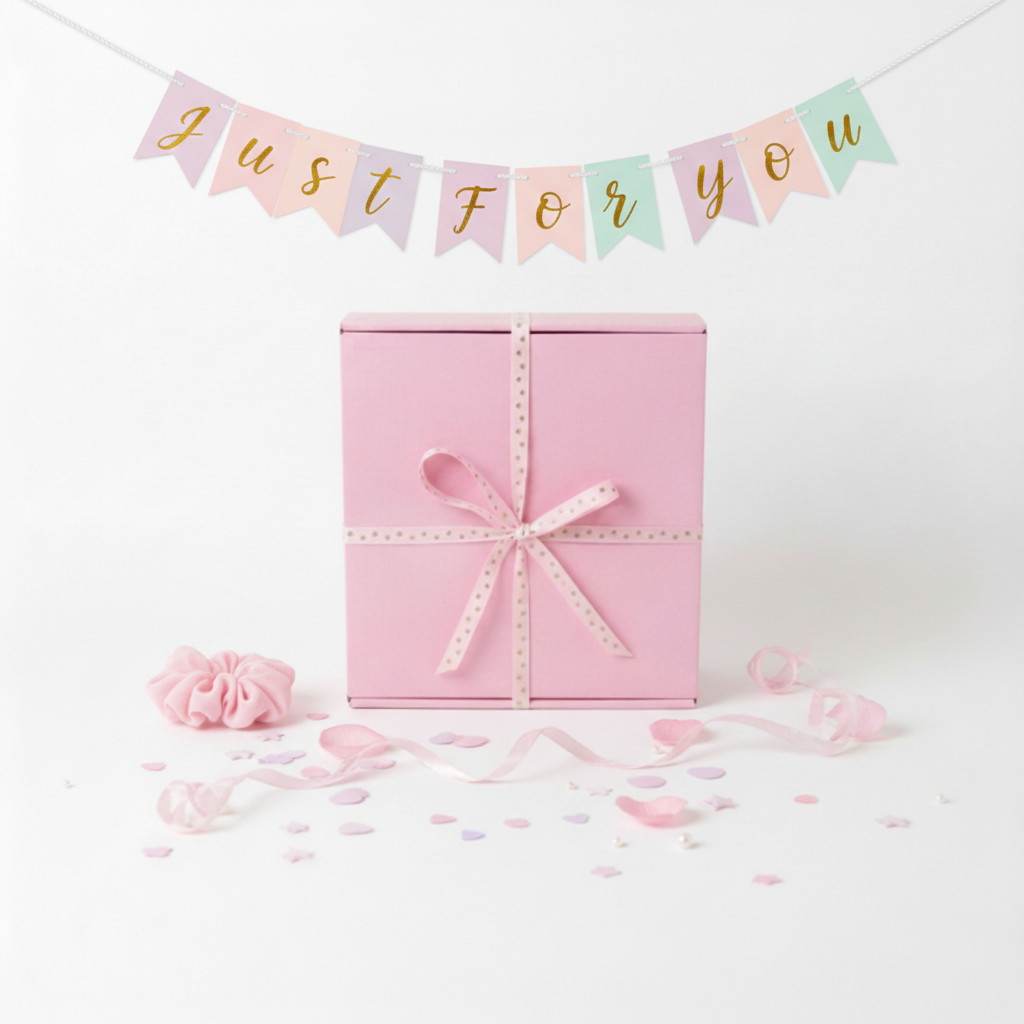 Pink girls gift box with gold heart ribbon bow handmade in the UK