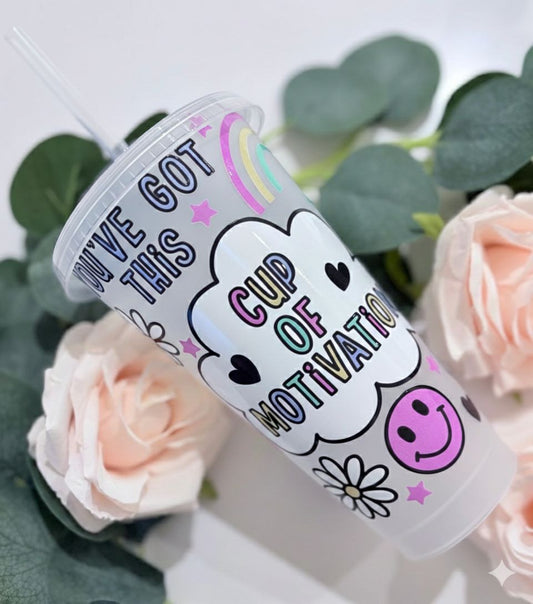 Cup of Motivation 24oz personalised cold cup - motivational tumbler with positive affirmations UK