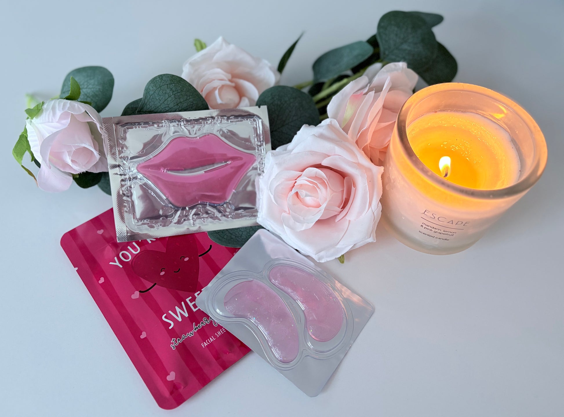 Mini Pink pamper box showing more contents - personalised spa gift set UK
