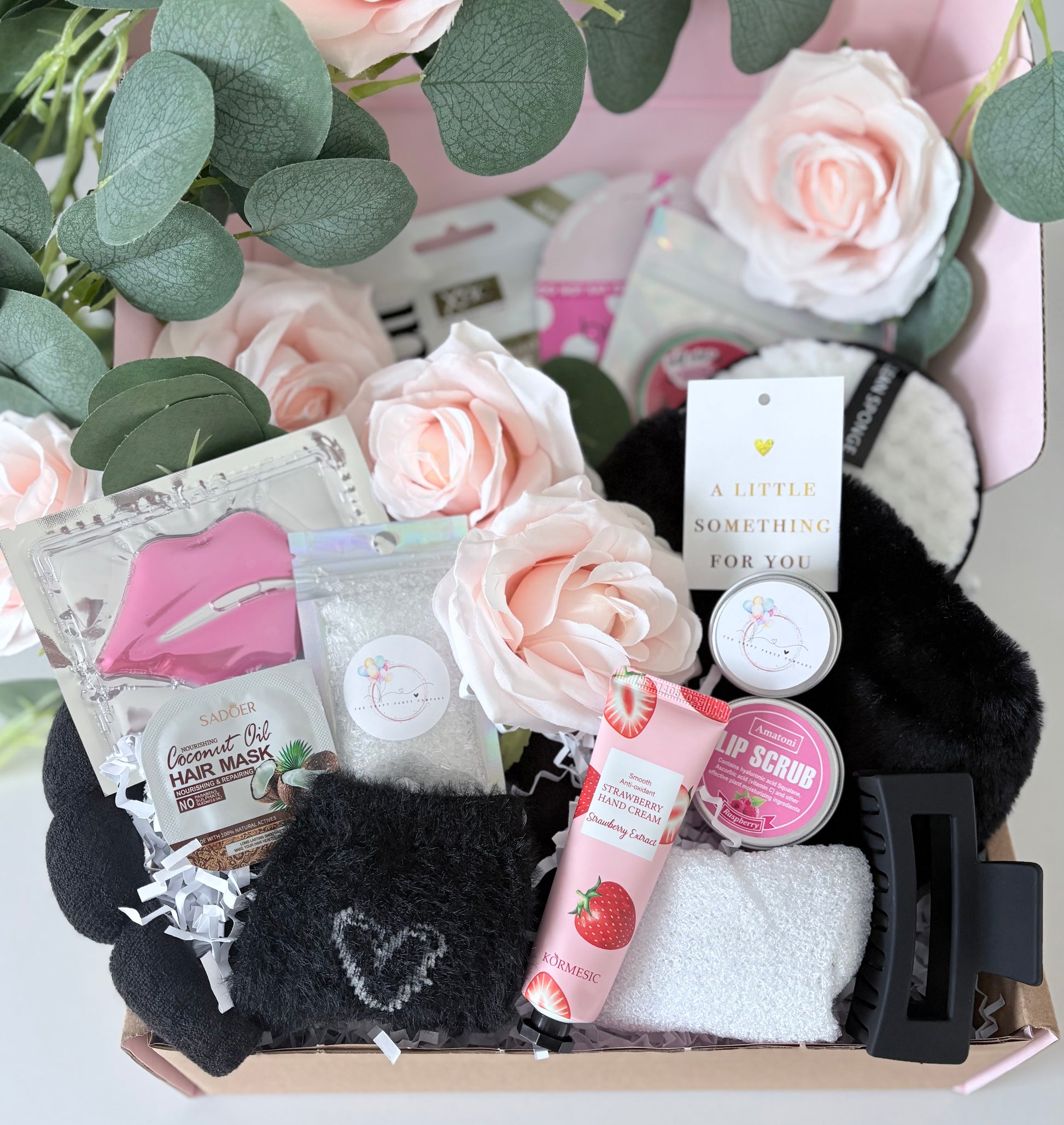 Ultimate Black Pamper gift box with personalised items - luxury spa gift set UK