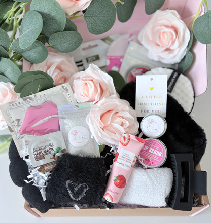 Ultimate Black Pamper gift box with personalised items - luxury spa gift set UK