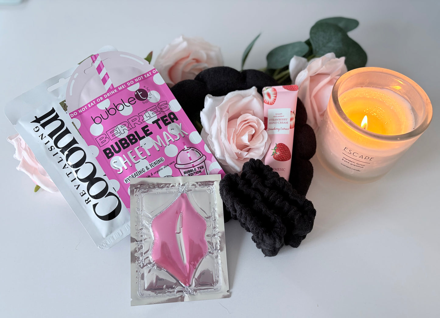 Ultimate Black pamper box showing more contents - personalised luxury spa gift set UK