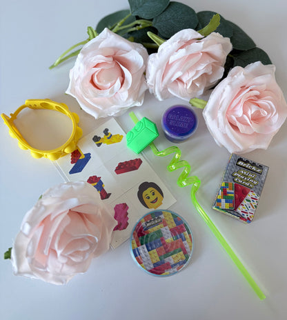 Personalised building block themed gift box contents - handmade children's gift set UK