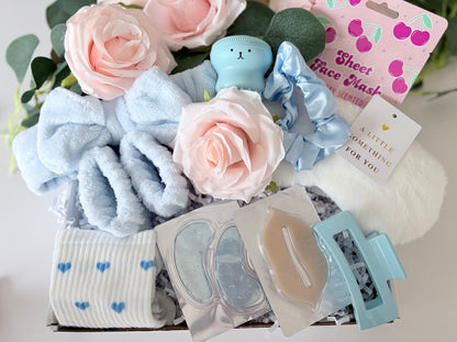 Mini Blue Pamper gift box with personalised items - mini spa gift set UK