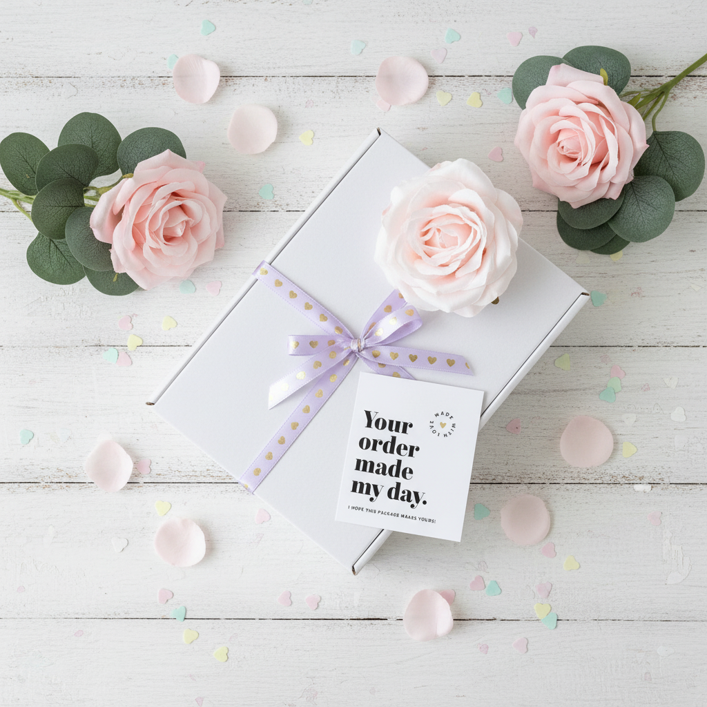 Mini Purple Pamper white gift box UK with lavender ribbon