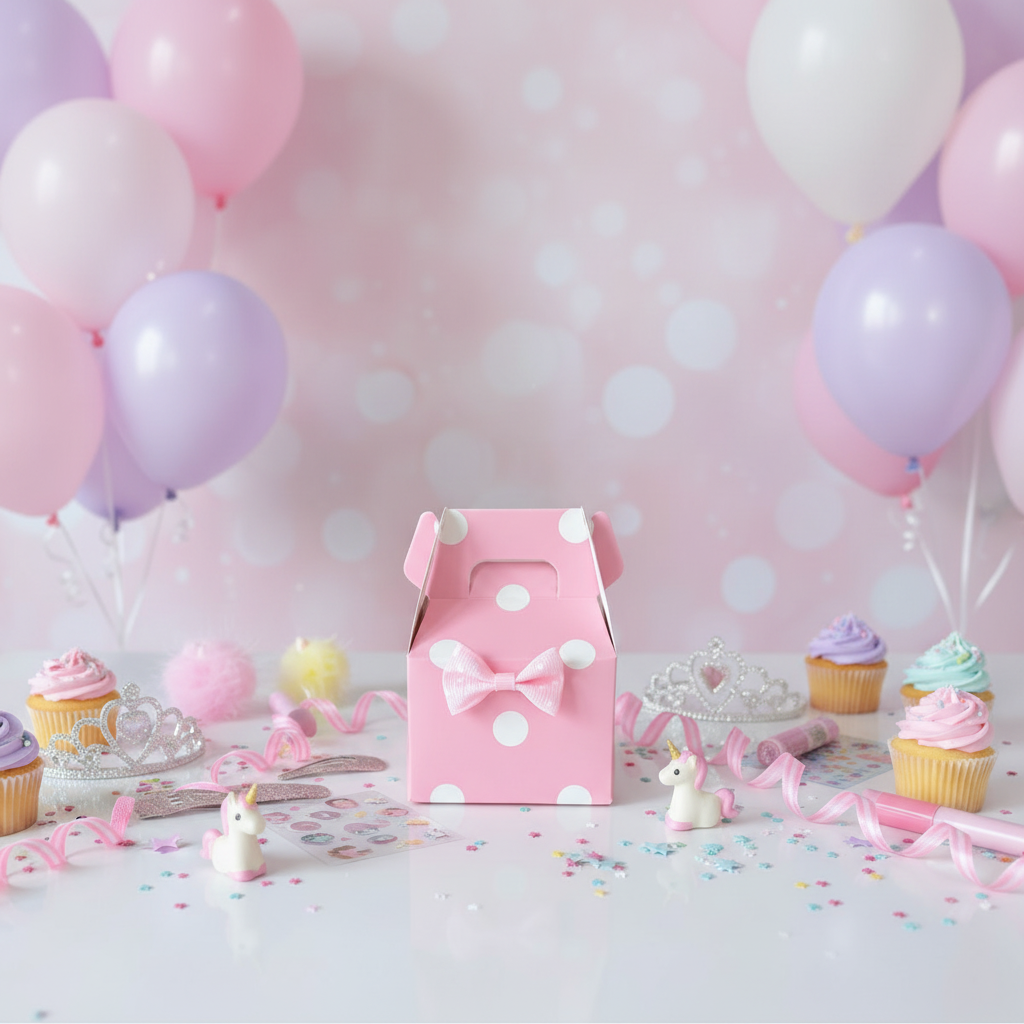 Girls' mini pink polka dot gift box, perfect birthday gift or party box alternative, handmade in the UK
