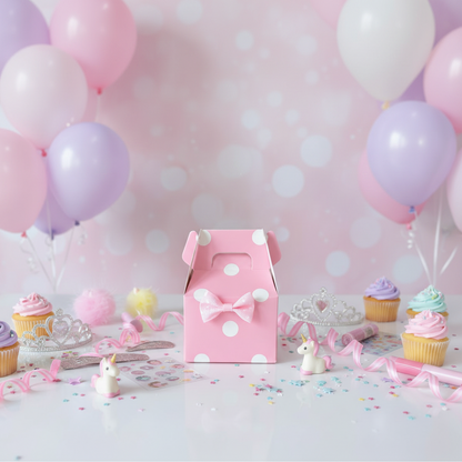 Girls' mini pink polka dot gift box, perfect birthday gift or party box alternative, handmade in the UK