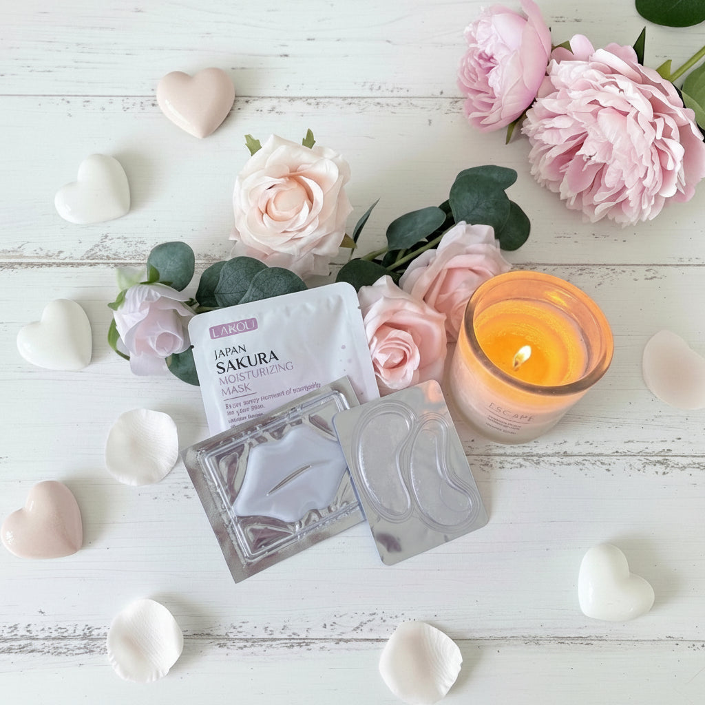 Japan Sakura moisturising face mask, eye gel pads and lip mask pamper gift UK