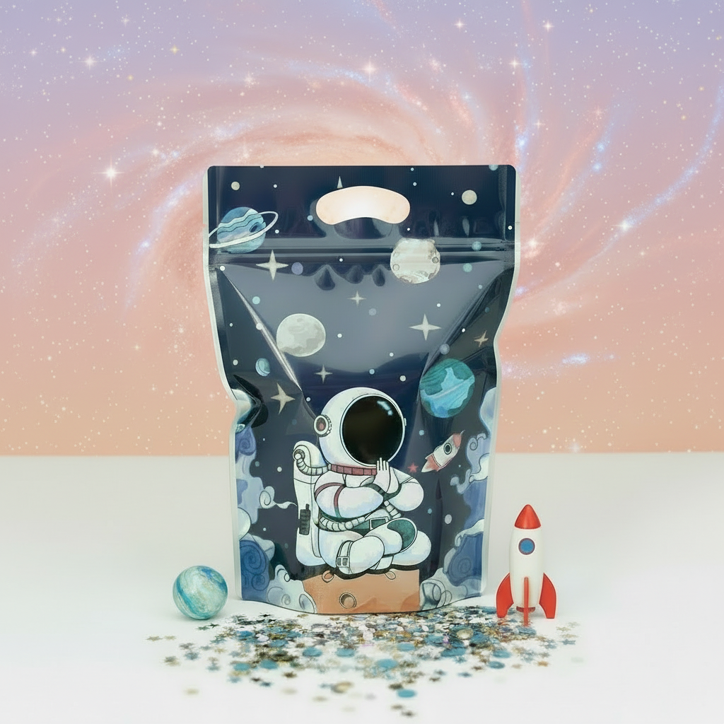 Space themed party bag with astronaut and planets design for kids uk
